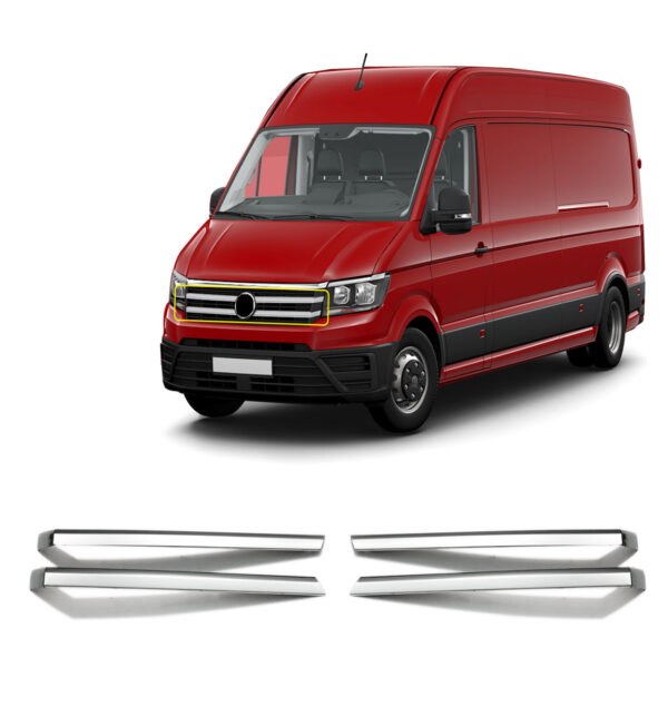 Kühlergrill Vorne Grill Leisten Edelstahl Chrom 4-tlg für VW Crafter 2017-2021