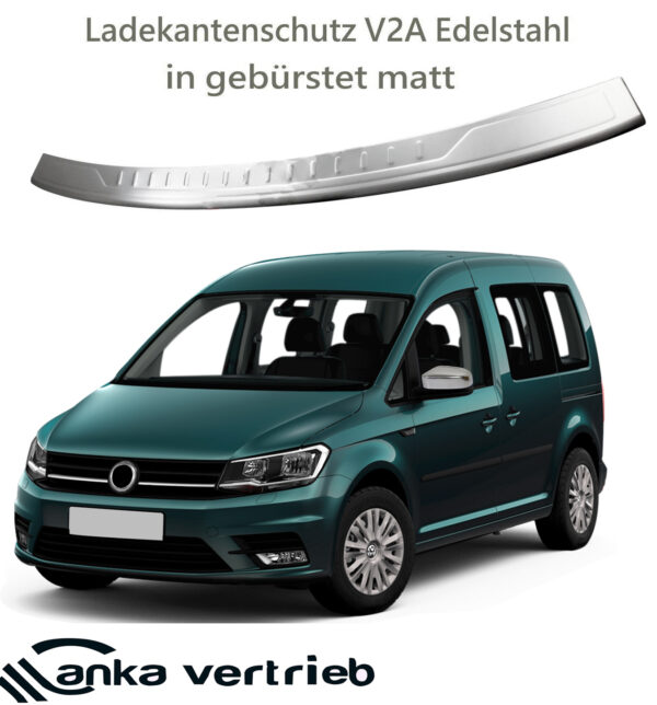 Gebürstet Ladekantenschutz Edelstahl mit Abkantung für VW CADDY IV ab 2015- – Bild 14